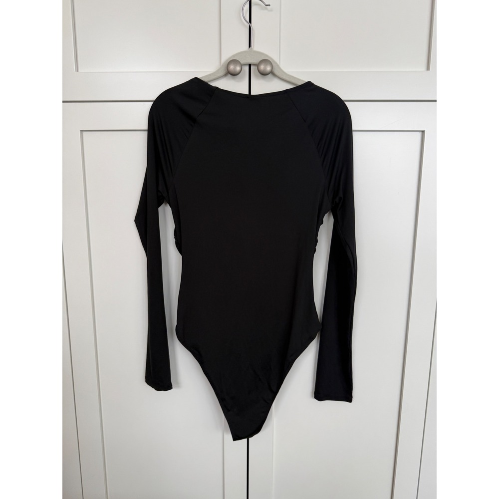 Wild Fable Black Draped Bodysuit Size Large - Picture 3 of 7